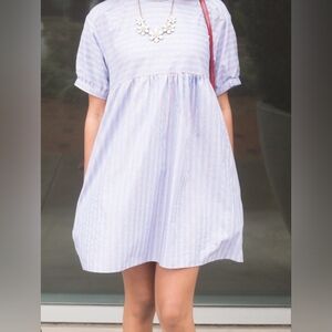 Retro Striped Blue Mini Dress Women's
